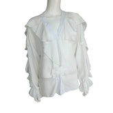 White Ruffled Long Sleeve Top